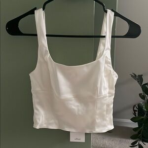 Aritzia Wilfred White Satin Tank Top